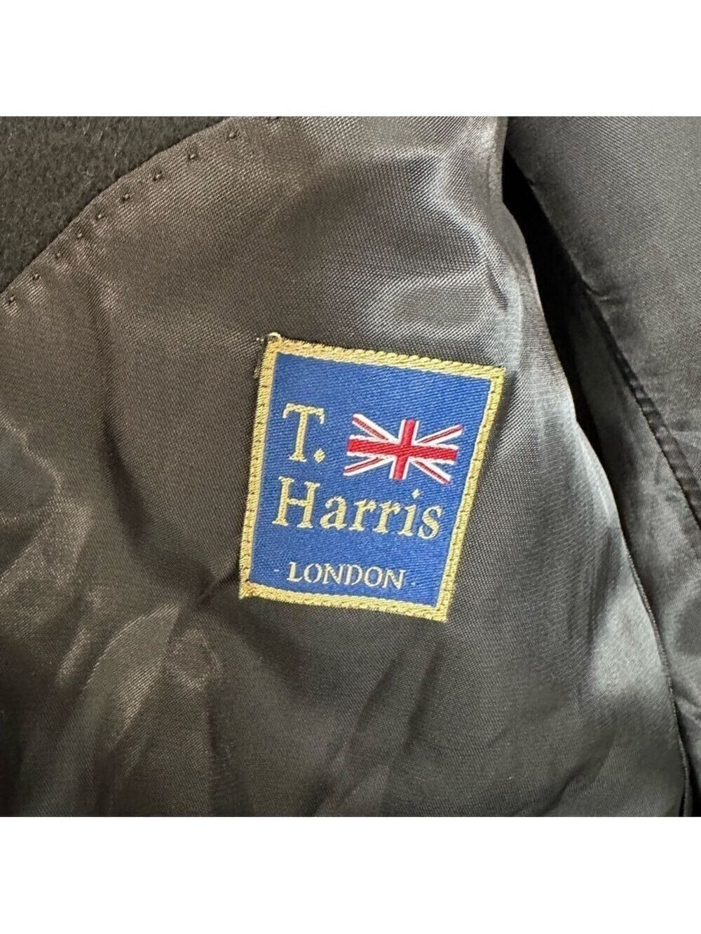 T. Harris London Blazer Cashmere Silk Wool Blend Black 2 Button Men’s Jacket - Picture 3 of 10